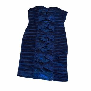 LE CHATEAU Blue Metallic Strapless Fitted Dress S